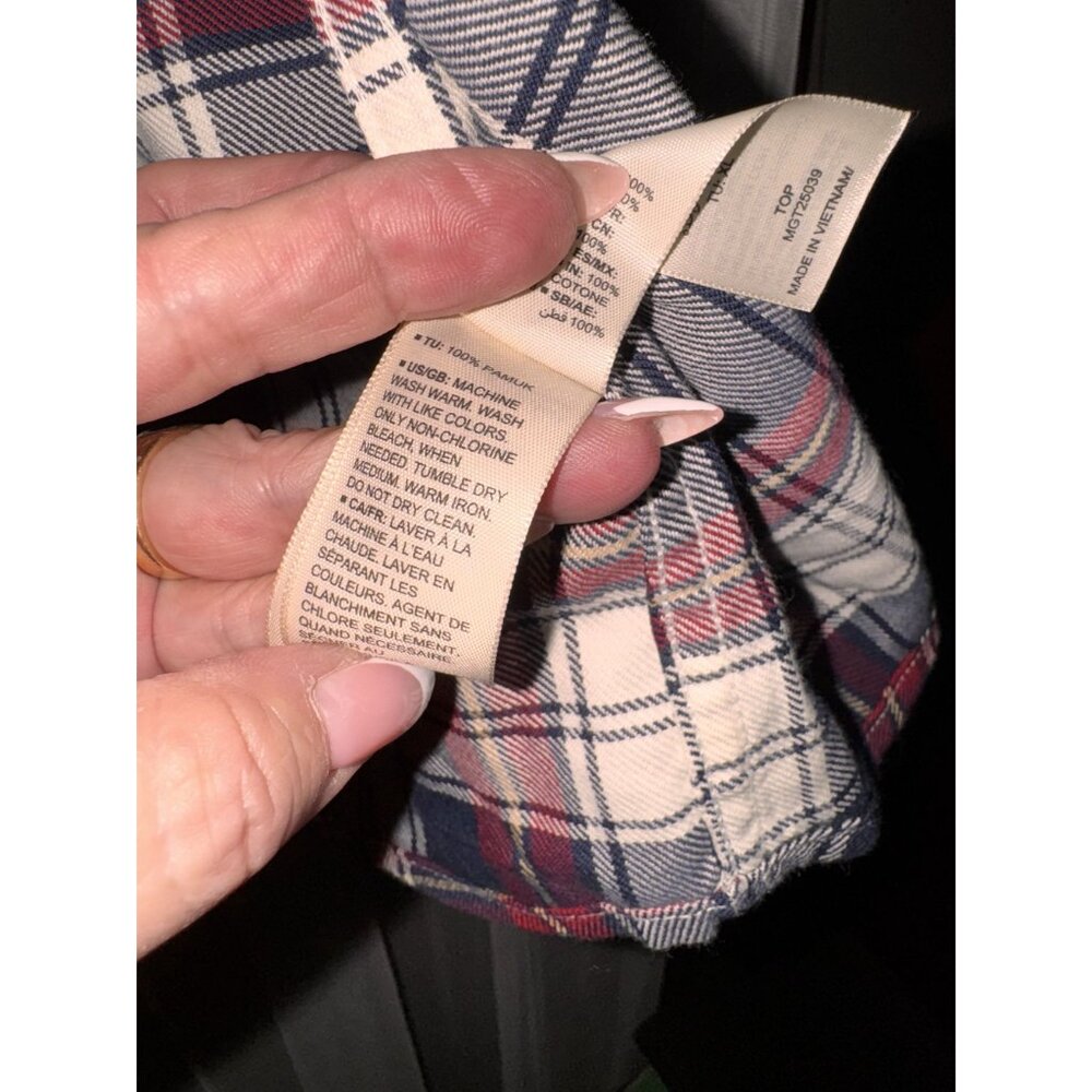 Mens Goodthreads Slim Fit Twill Plaid Button-Down Shirt XL Red & Navy - Picture 12 of 14